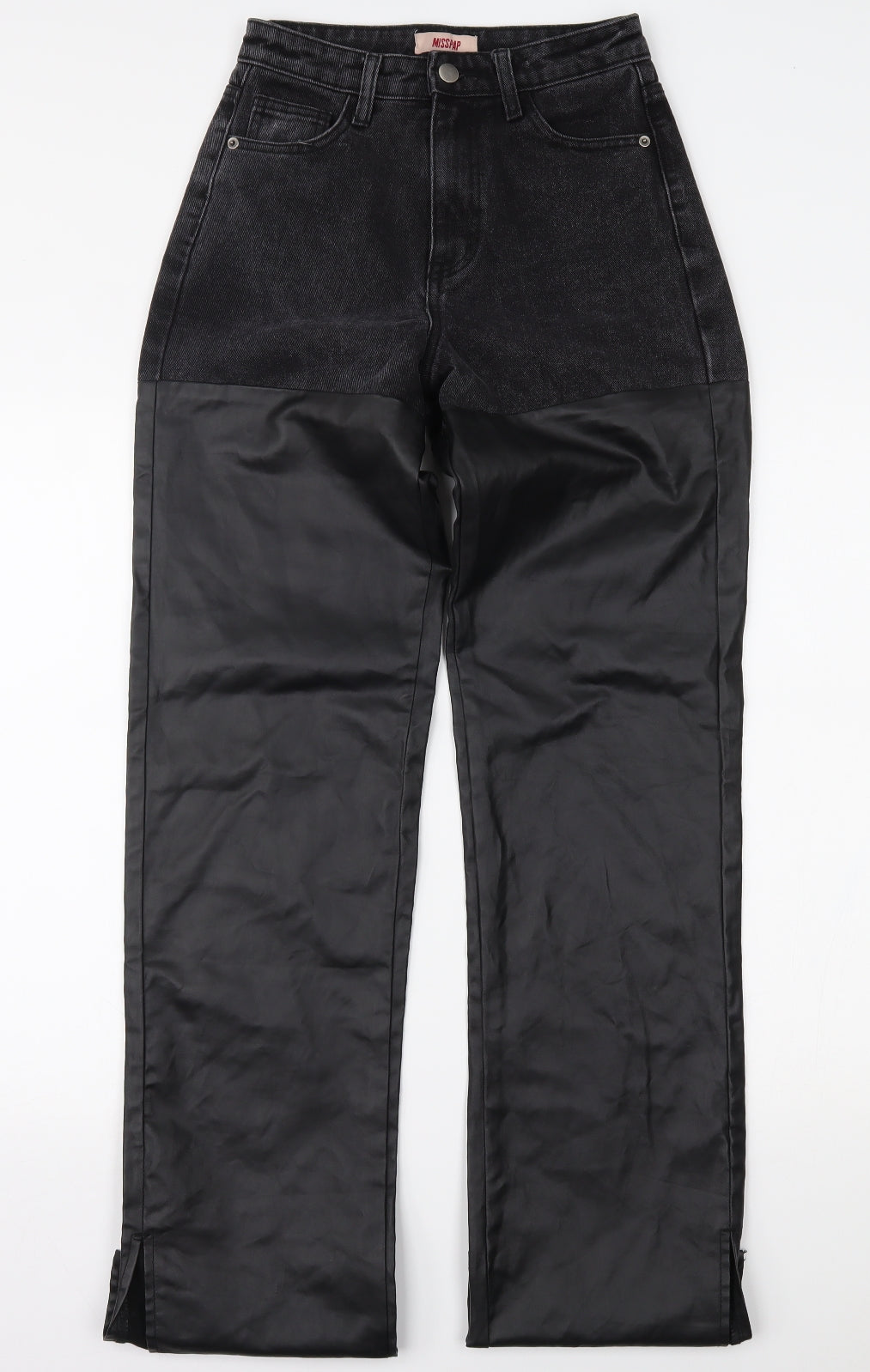 Misspap Womens Black  Denim Straight Jeans Size 6 L34 in