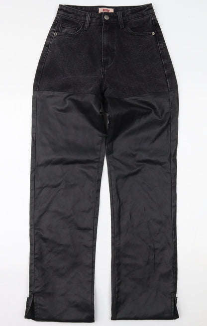 Misspap Womens Black  Denim Straight Jeans Size 6 L34 in