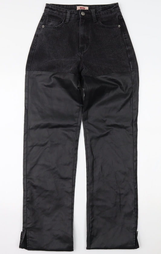 Misspap Womens Black  Denim Straight Jeans Size 6 L34 in