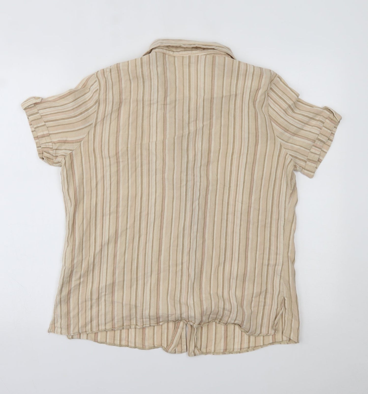 EWM Womens Beige Striped  Basic Button-Up Size 16