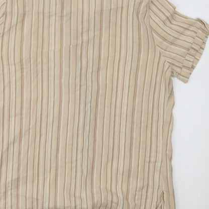 EWM Womens Beige Striped  Basic Button-Up Size 16
