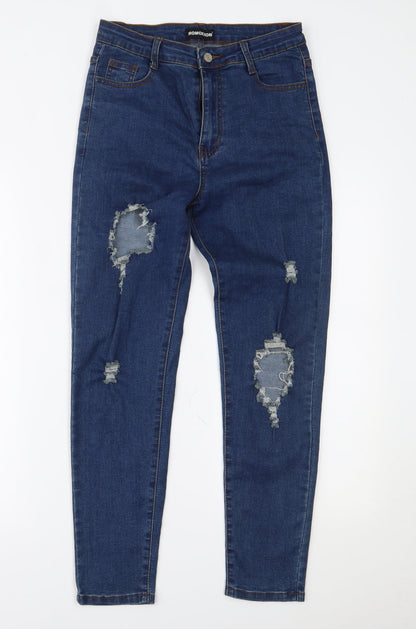 Womens UK Size 10 Momokrom Regular Fit Skinny Blue Jeans