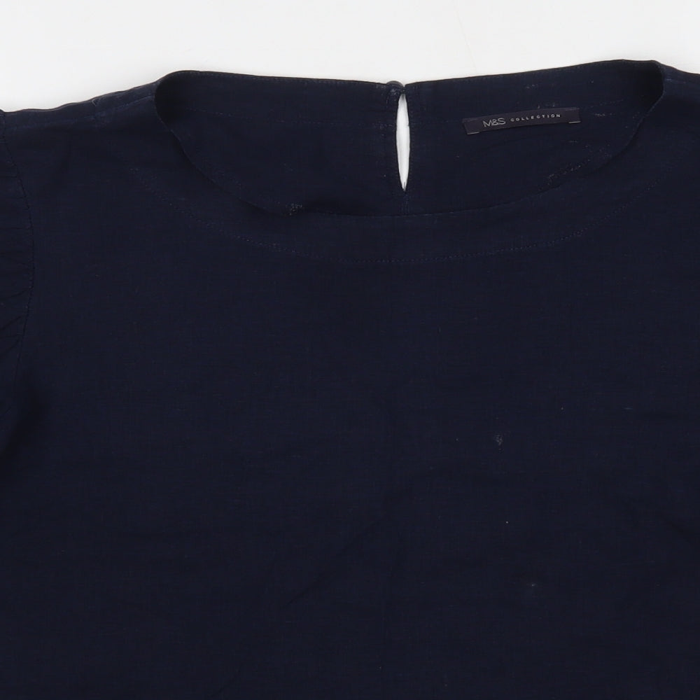 Womens UK Size One Size M&S Blue Basic Blouse
