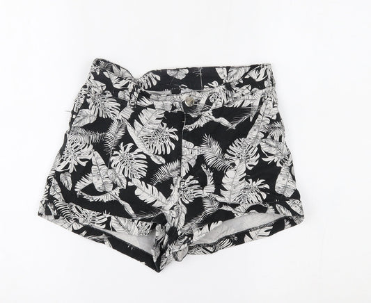 H&M Womens Black Floral  Mom Shorts Size 10