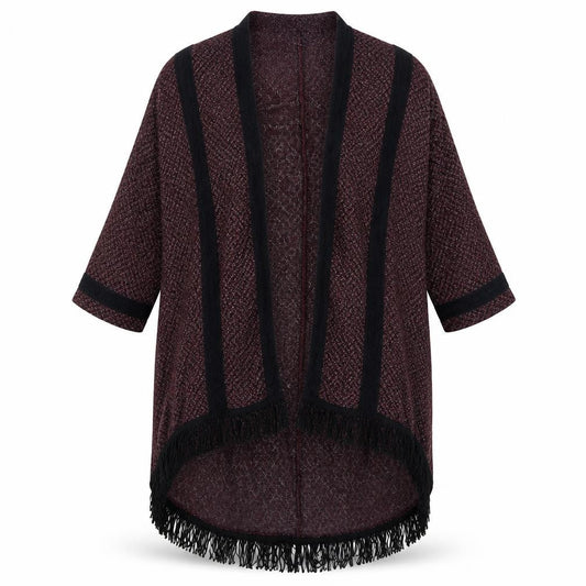 Front view of Miss Selfridge women’s red cardigan jumper, size UK 8