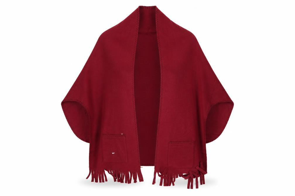 Womens UK Size One Size Preworn Red Cape Jumper