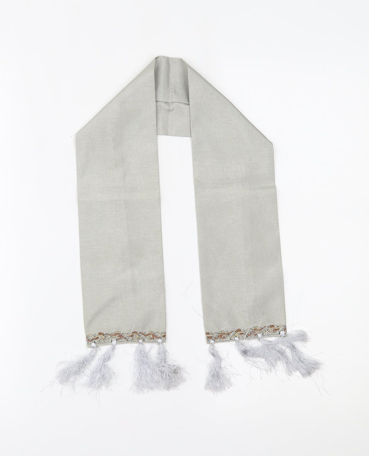 Front view of Preworn women’s grey scarf