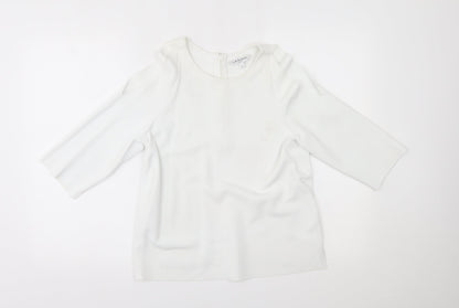Additional front view of LK Bennet women’s white basic t-shirt, size S, - shoulder slits