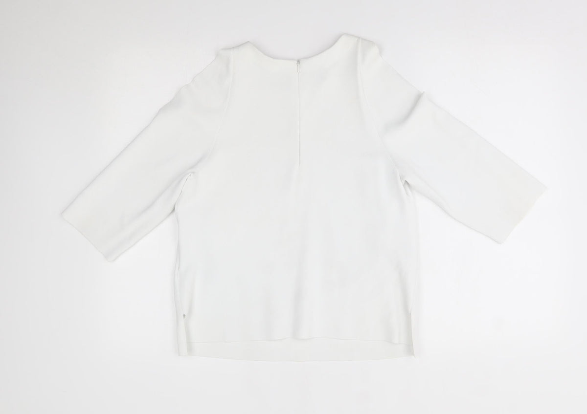 Back view of LK Bennet women’s white basic t-shirt, size S, - shoulder slits