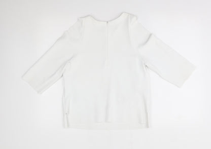 Back view of LK Bennet women’s white basic t-shirt, size S, - shoulder slits