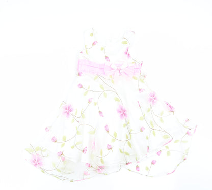 E'des Girls White Floral  Fit & Flare