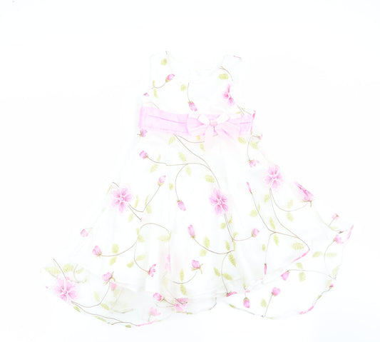 E'des Girls White Floral  Fit & Flare