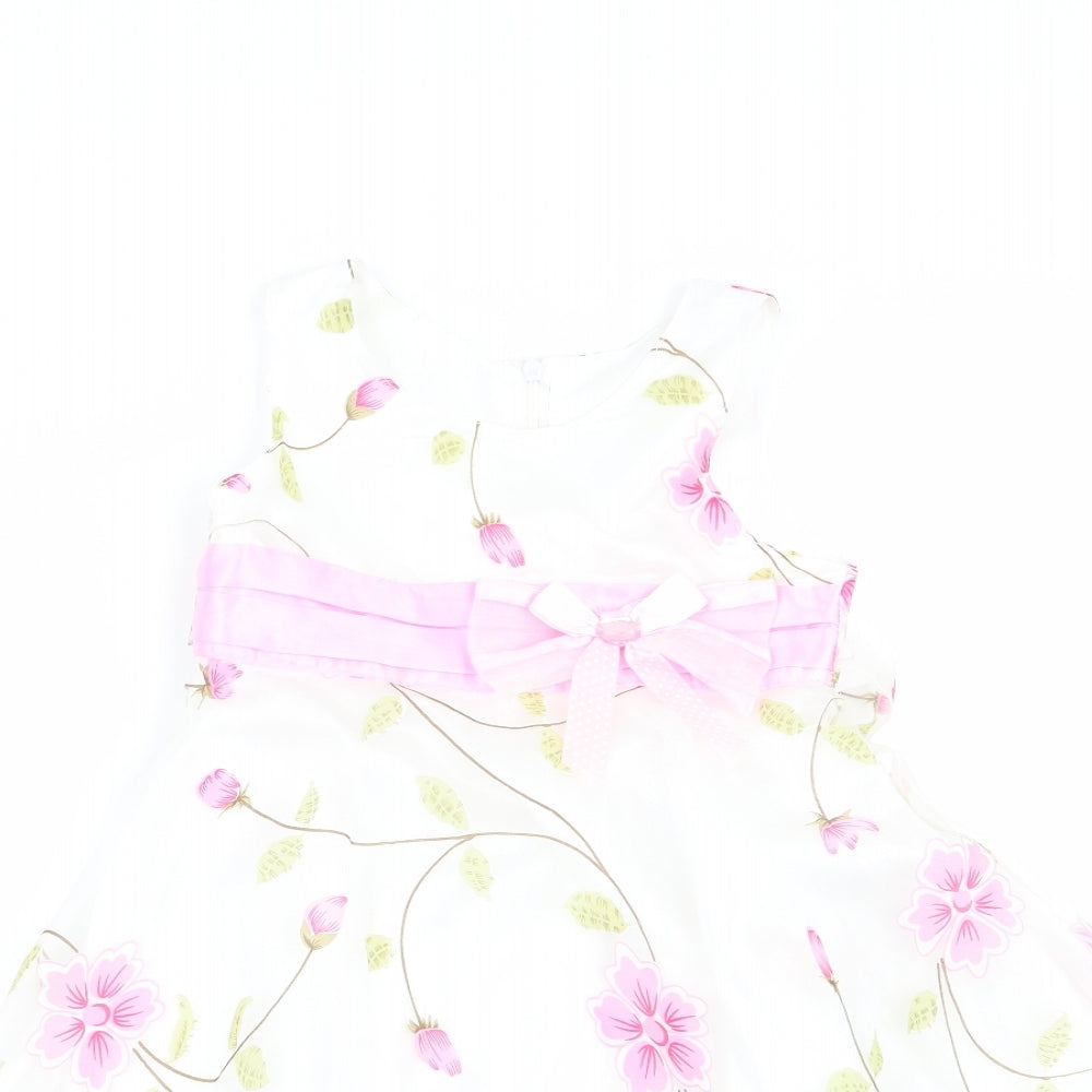 E'des Girls White Floral  Fit & Flare