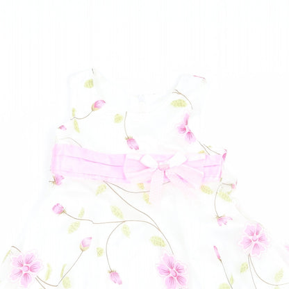 E'des Girls White Floral  Fit & Flare