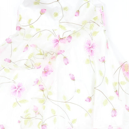 E'des Girls White Floral  Fit & Flare