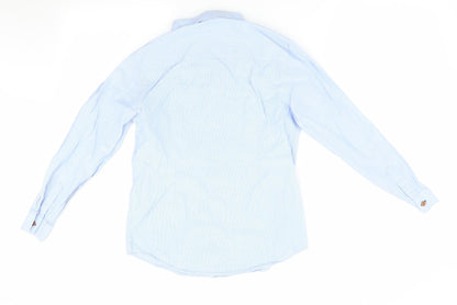 Back view of Autograph boys’ blue striped basic button-up, size 11, years