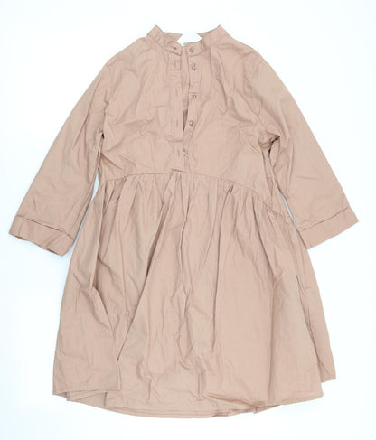 Primark Womens Brown   A-Line  Size 4  - Mandarin Collar