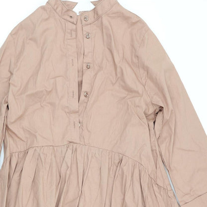 Primark Womens Brown   A-Line  Size 4  - Mandarin Collar