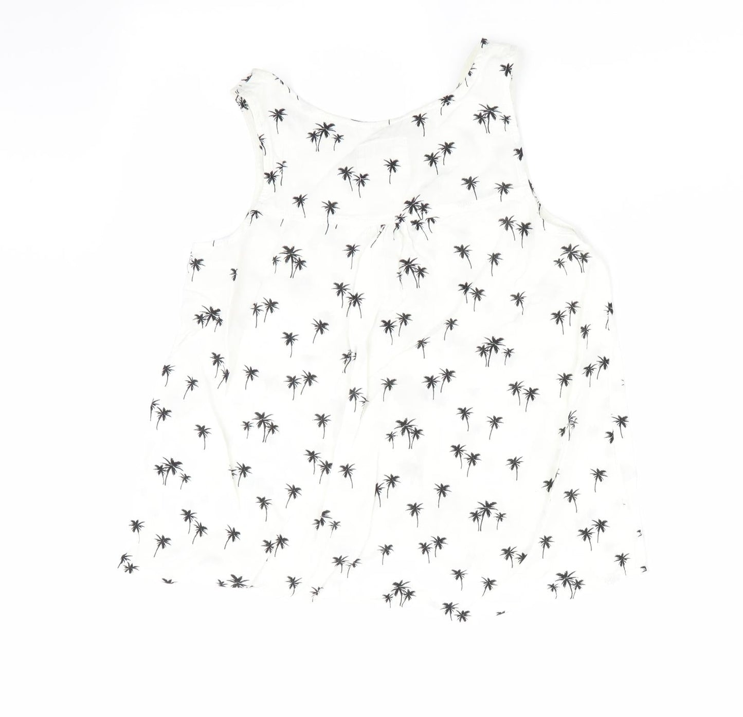 H&M Girls White Floral  Basic Blouse Size 11 Years  - Palm Tree Print