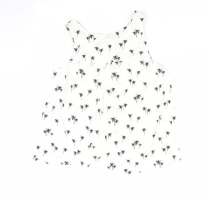H&M Girls White Floral  Basic Blouse Size 11 Years  - Palm Tree Print
