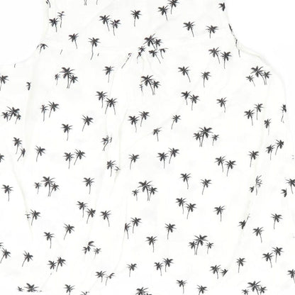 H&M Girls White Floral  Basic Blouse Size 11 Years  - Palm Tree Print