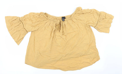 Womens UK Size 10 New Look Gold Basic Blouse