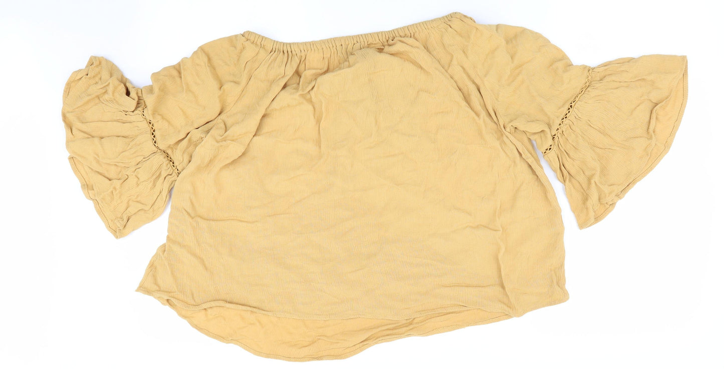 Womens UK Size 10 New Look Gold Basic Blouse