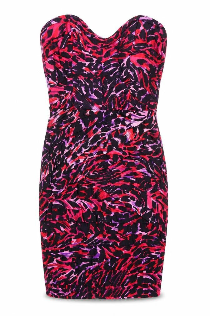Front view of Li[sy women’s purple animal print bodycon, size UK 12