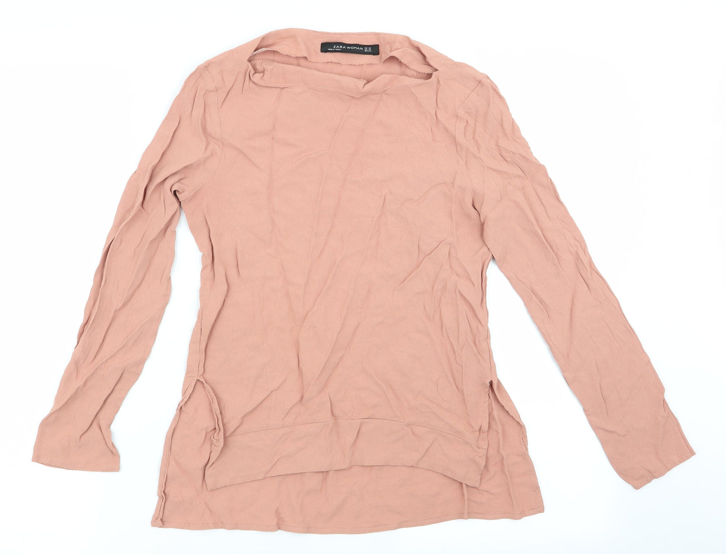 Womens UK Size 4 Zara Brown Tunic Blouse