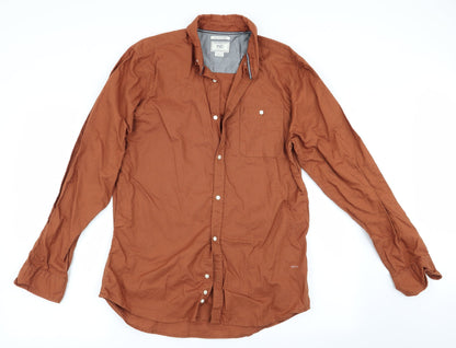 Mens UK Size M Florence and Fred Brown  Button-Up Long Sleeve Casual Shirt
