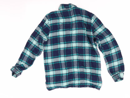 Marks and Spencer Womens Blue Check   Pyjama Top Size 12  - Subtle shimmer effect