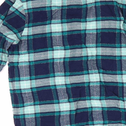 Marks and Spencer Womens Blue Check   Pyjama Top Size 12  - Subtle shimmer effect