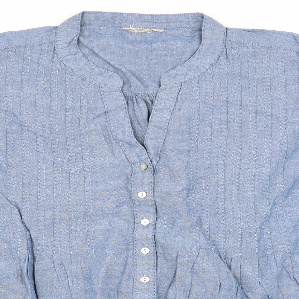Womens UK Size  Preworn Blue Basic Button-Up