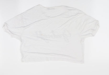 Back view of PRETTYLITTLETHING women’s white solid pyjama top, size L, - goodnight