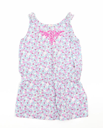 Vertbaudet Girls Purple Floral  Shift  Size 4 Years
