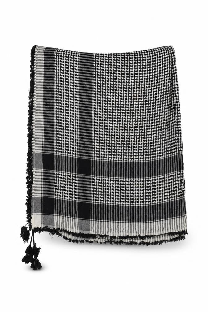 Front view of Preworn women’s grey check shawl/wrap
