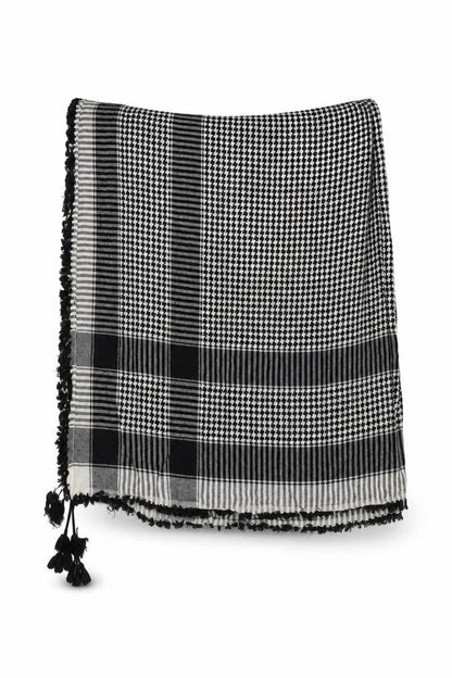 Front view of Preworn women’s grey check shawl/wrap