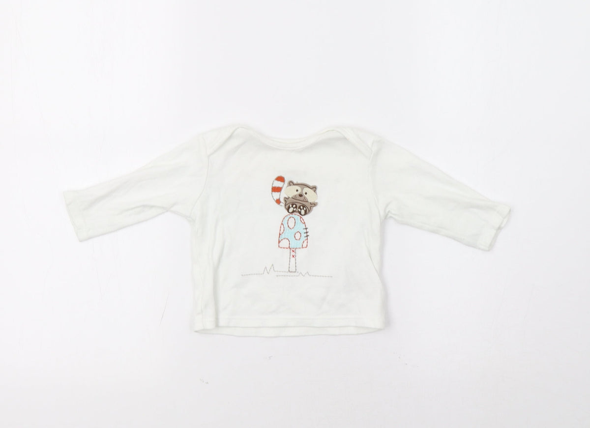 Front view of Marks & Spencer Baby White Basic Polo, size 3-6, Months - Racoon