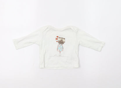 Front view of Marks & Spencer Baby White Basic Polo, size 3-6, Months - Racoon