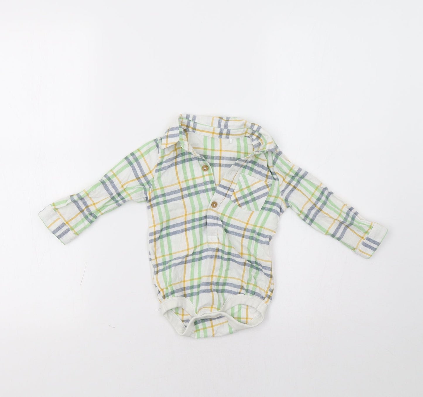 TU Baby Green Check  Romper One-Piece Size 6-9 Months