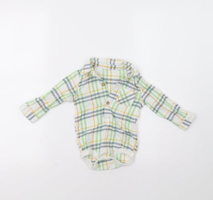 TU Baby Green Check  Romper One-Piece Size 6-9 Months