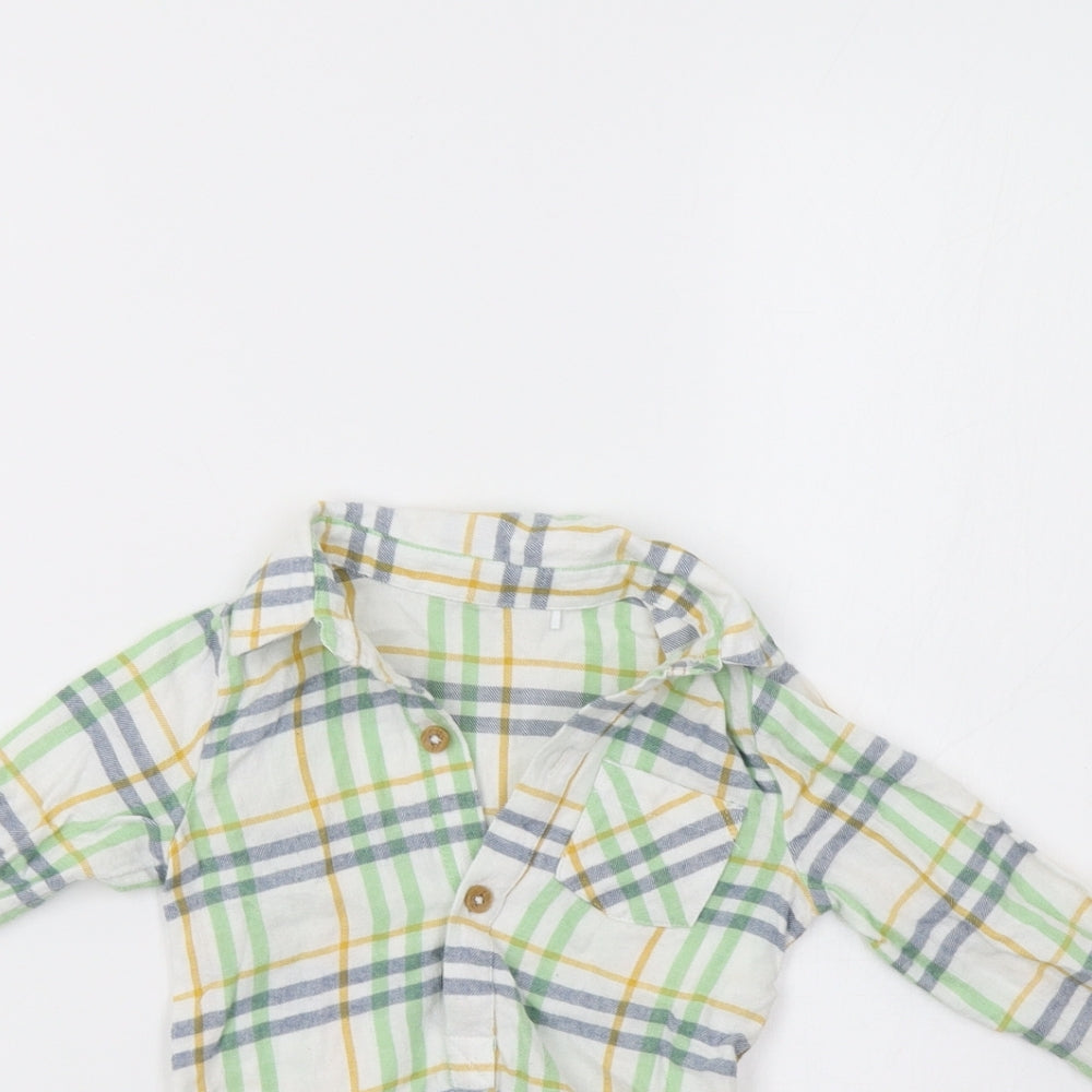 TU Baby Green Check  Romper One-Piece Size 6-9 Months