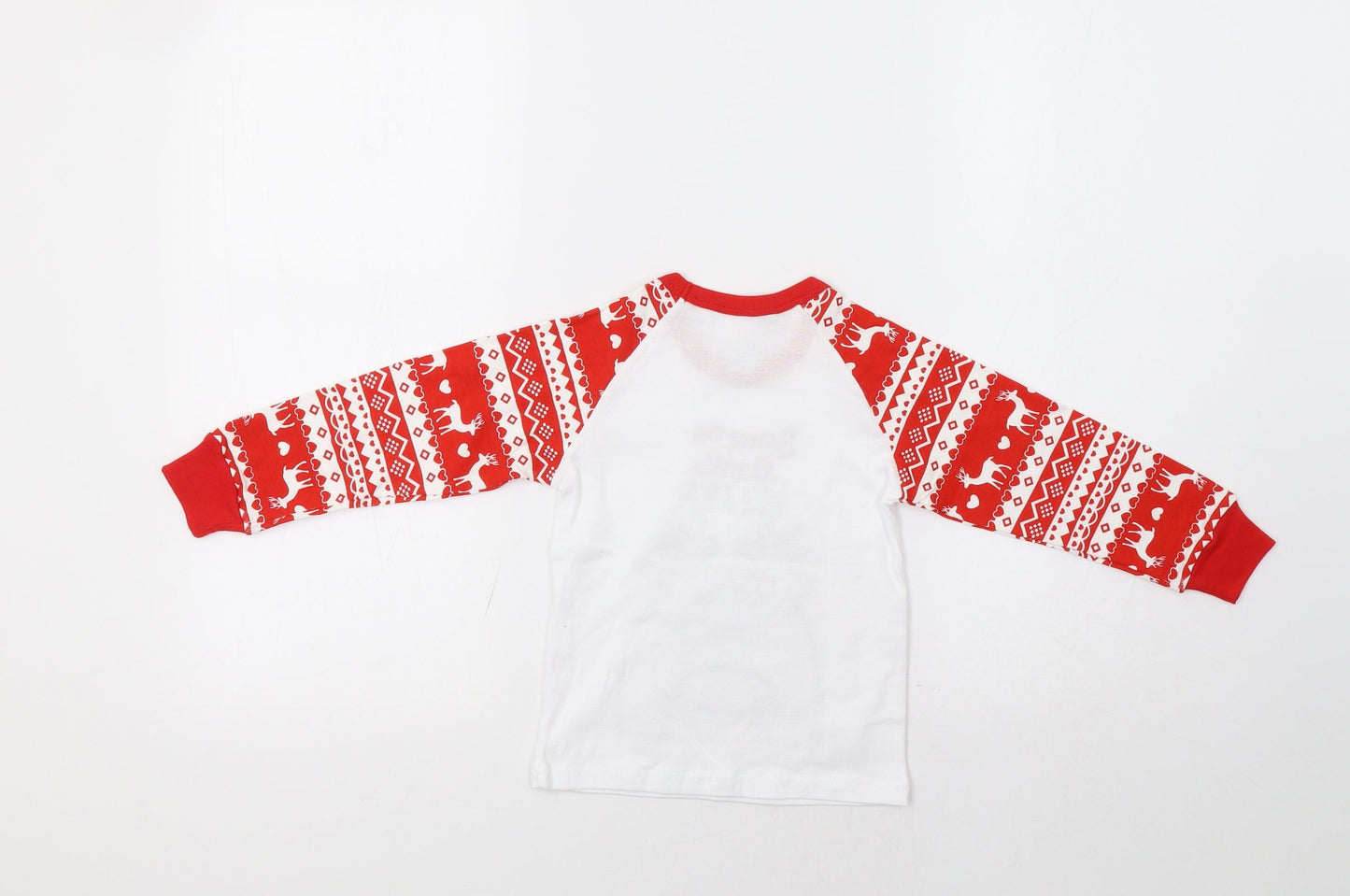 Preworn Girls Red Fair Isle  Basic T-Shirt Size 2-3 Years  - Rudolph Christmas