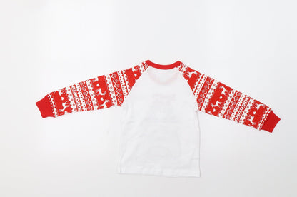 Preworn Girls Red Fair Isle  Basic T-Shirt Size 2-3 Years  - Rudolph Christmas