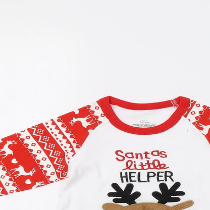 Preworn Girls Red Fair Isle  Basic T-Shirt Size 2-3 Years  - Rudolph Christmas