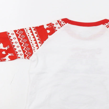 Preworn Girls Red Fair Isle  Basic T-Shirt Size 2-3 Years  - Rudolph Christmas