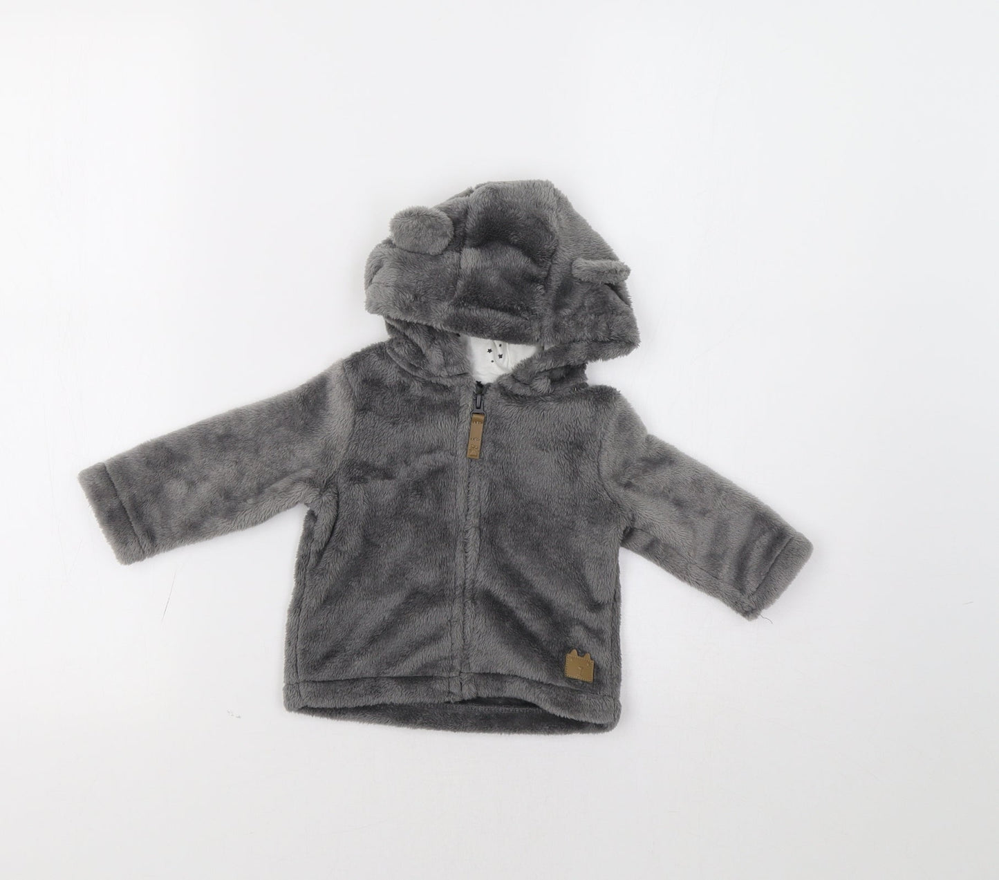 F&F Baby Grey   Jacket  Size 3-6 Months  - Bear Hood