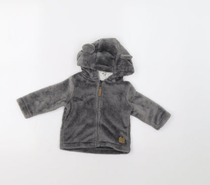 F&F Baby Grey   Jacket  Size 3-6 Months  - Bear Hood
