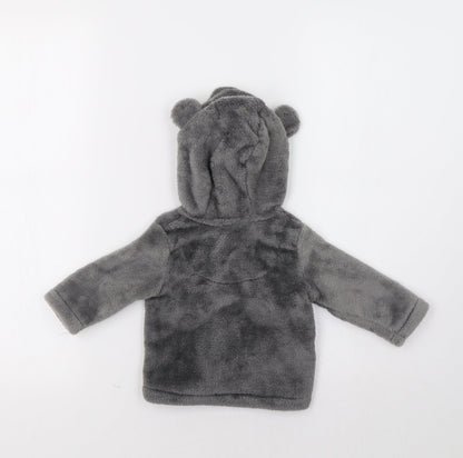 F&F Baby Grey   Jacket  Size 3-6 Months  - Bear Hood