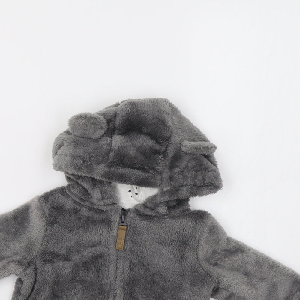 F&F Baby Grey   Jacket  Size 3-6 Months  - Bear Hood